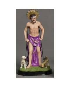 8" St Lazarus Statue on Wooden