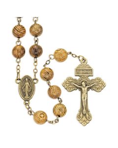 8mm Brown Wood Bead Rosary