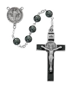 8mm Hematite St. Benendict Rosary