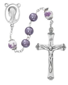 8mm Purple Pearl/Ceramic Rosary