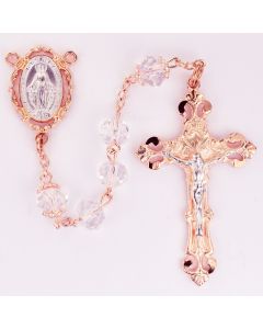 8mm Rose Gold Crystal Miraculous Rosary