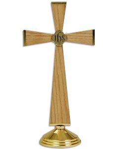 Altar Cross #K751, Solid Brass and Oak