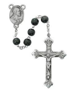 Black Wood Pewter Rosary