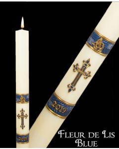 Blue Fleur de Lis Paschal Candle