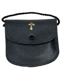 BURSE, BLACK LEATHER W/GOLD CR