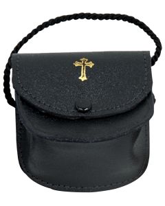 BURSE, GUSSET BLK LEATHER W/GO