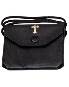 BURSE GUSSET BLK LEATHER W/GOL
