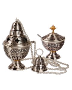 Censer and Boat #911, Oxidized Silver