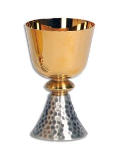 Chalice #K356, Two-Tone Gold with Hammered Silver Base