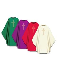 Chasuble #5060, Dupion with Embroidered Cross Motif