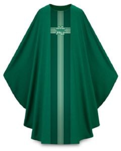 Chasuble #5113, Green Pius with Woven Bands