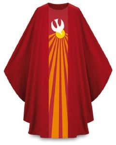 Chasuble #5115, Red Pius with Woven Bands