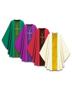 Chasuble #5230, Dupion with Printed Cross Motif