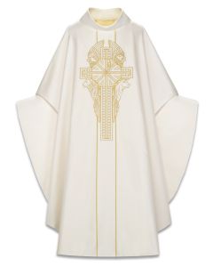 Chasuble #5284' White Sentia with Embroidered Motif of the Four Evangelists