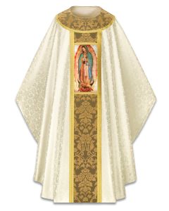 Chasuble #5301, Ecru Duomo with image of Our Lady of Guadalupe
