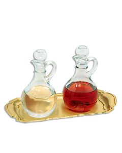 Cruet Set #K-382, Glass Cruets, Stoppers & Tray