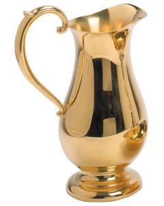 EWER, GOLD PLATED PEWTER, HT 8