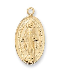 Gold Miraculous Medal w/ SS 18" Chain