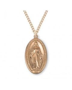 Gold Over Sterling Silver Miraculous Medal w/ 24" Chain