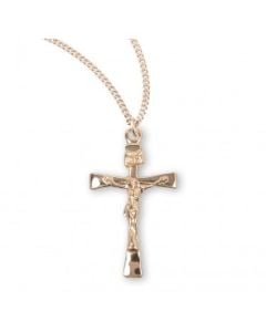 Gold over Sterling Silver Narrow Crucifix w/ 18" Chain