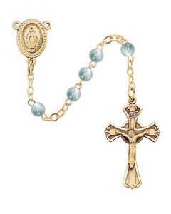 Gold Plated Blue Glass Rosary