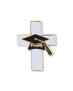Graduation and Cross Lapel Pin