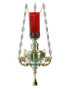 Hanging Sanctuary Lamp #663, Silver and Gold Plated