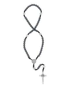Hematite Corded St. Benedict Rosary