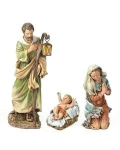 HOLY FAMILY 27" 3 PC COLOR, RESIN