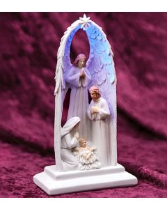 Holy Family & Angel Statue w/ Light