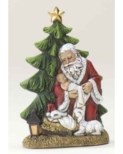 KNEELING SANTA W/BABY JESUS 6.25"RESIN