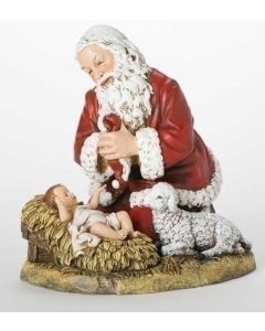 KNEELING SANTA w/LAMB 13"FIGUR