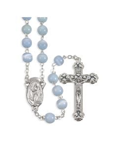 Light Blue Cat's Eye Glass Rosary