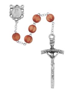 Light Brown Wood Carved Rosary