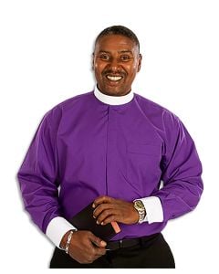 Men's Purple French Cuff Banded Collar Clergy Shirts