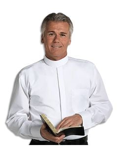 Men's White French Cuff Banded Clergy Shirts