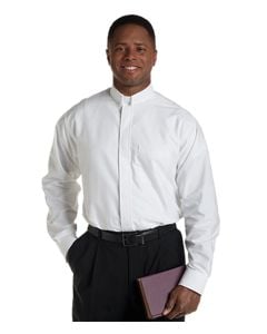 Men's White Long Sleeve Tab Collar Clergy Shirt