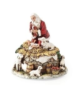 MUSICAL 5.75" KNEELNG SANTA W/ JESUS