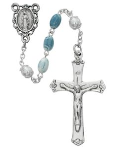Oval Blue Swirl Rosary
