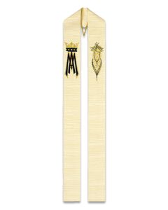 Overlay Stole #50-1302, White Pascal with Embroidered Symbols of Mary