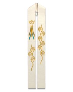 Overlay Stole #50-3815, White Cantate with Symbols of Mary