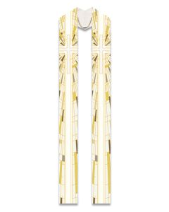 Overlay Stole #50-7505, White with Printed Cross Motif