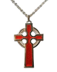 Pectoral Cross #52081, Silver Plated with Red Enamel