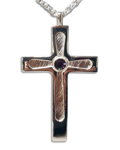 Pectoral Cross #52092, Silver Plated with Purple Stone