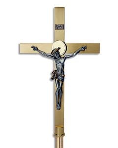 Processional Crucifix #K730, Satin Finish Brass