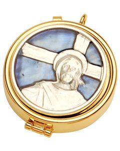 PYX, GOLD PLATE, ENAMELED, 7 H