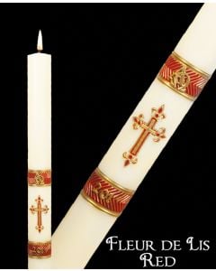 Red Fleur de Lis Paschal Candle