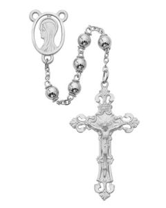 Rhodium Silver Bead Rosary