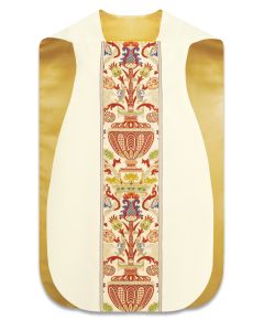 Roman Chasuble #299-2749, Beige Dupion and Regina Brocade