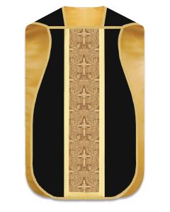 Roman Chasuble #299-5346, Black Brugia with Gold Damask